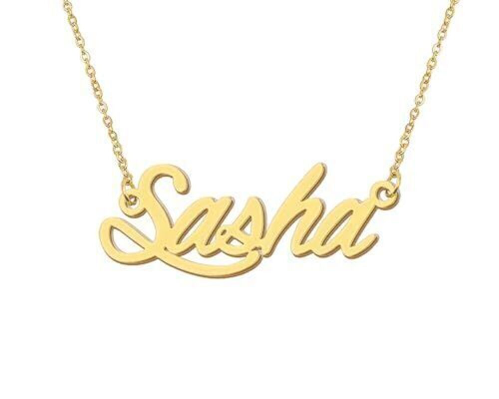 5176 Sasha Pendant Name Necklace 18k Gold Plated Stainless Steel Nameplate